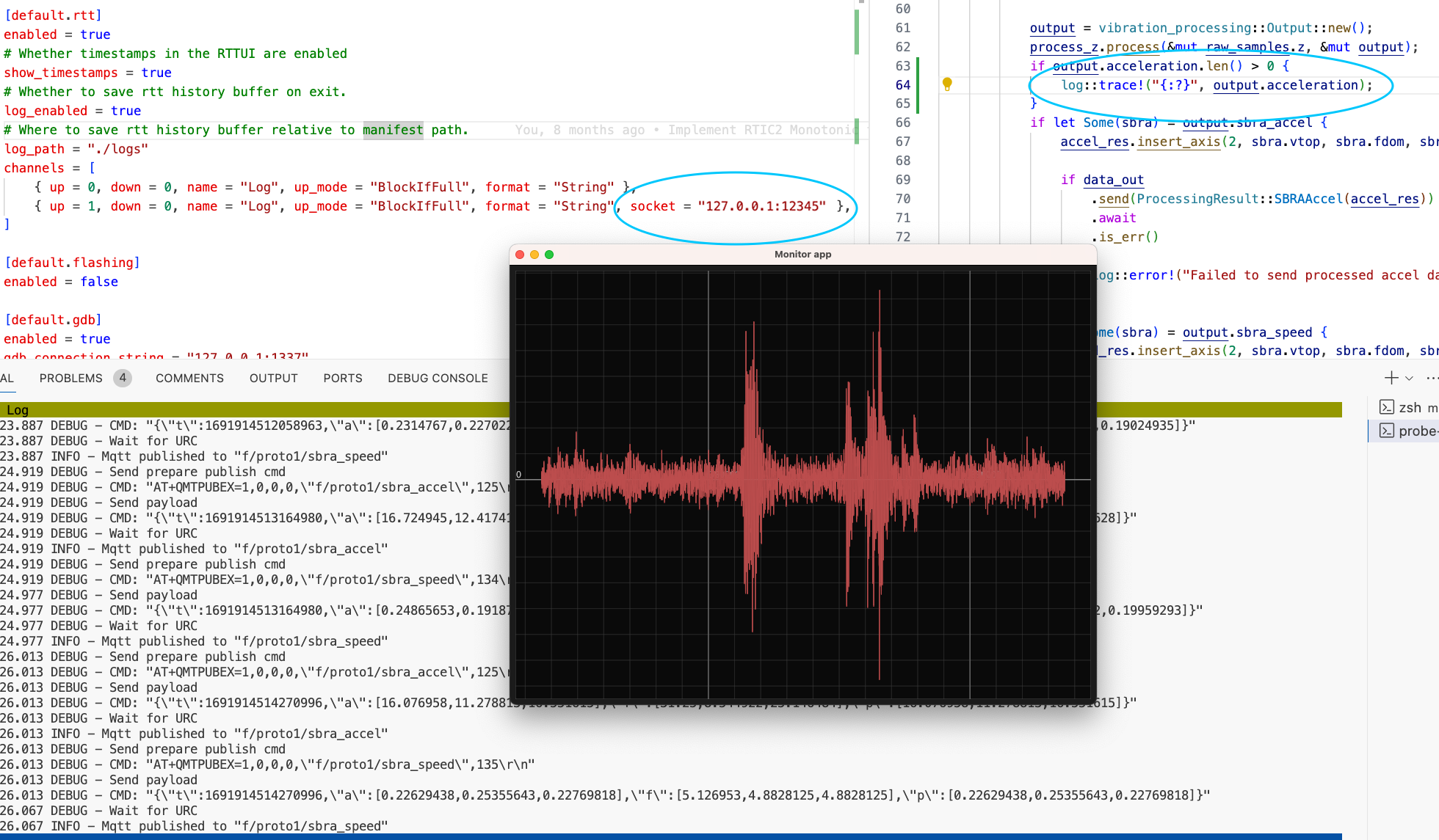 Real time plotting rtt data via tcp